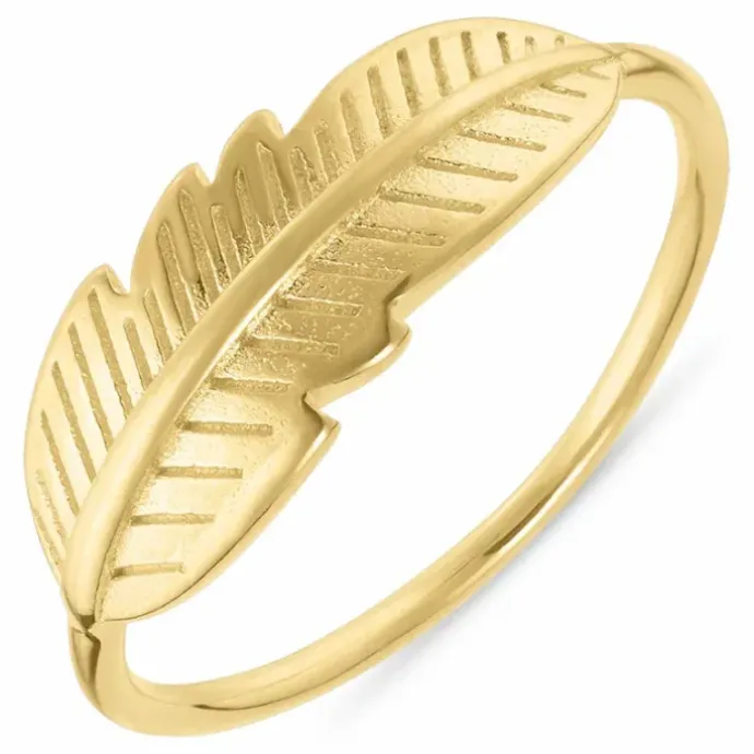 Elegant blad ring i forgyldt sølv