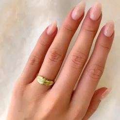 Elegant blad ring i forgyldt sølv