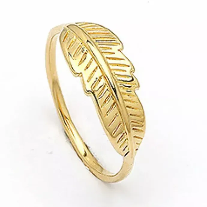 Elegant blad ring i forgyldt sølv