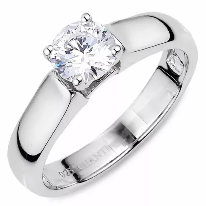 Elegant hvid zirkon ring i sølv