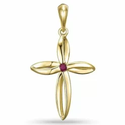 Elegant kors rubin vedhæng i 9 karat guld 0,04 ct