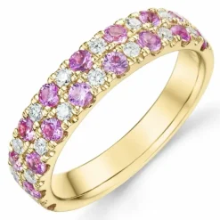 Elegant pink safir diamantring i 14 karat guld 0,247 ct 0,969 ct