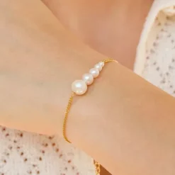 Enamel Carmen perle panserarmbånd i forgyldt sølv