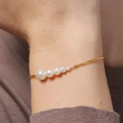 Enamel Carmen perle panserarmbånd i forgyldt sølv