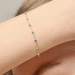 Enamel Lola Atlantic armbånd i forgyldt sølv blå emalje