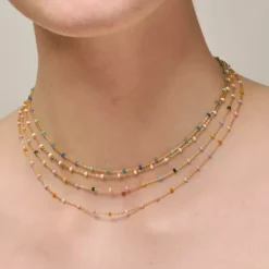 Enamel Lola Atlantic halskæde i forgyldt sølv blå emalje