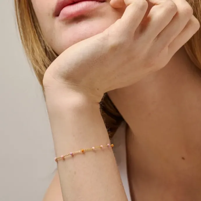 Enamel Lola Blush armbånd i forgyldt sølv