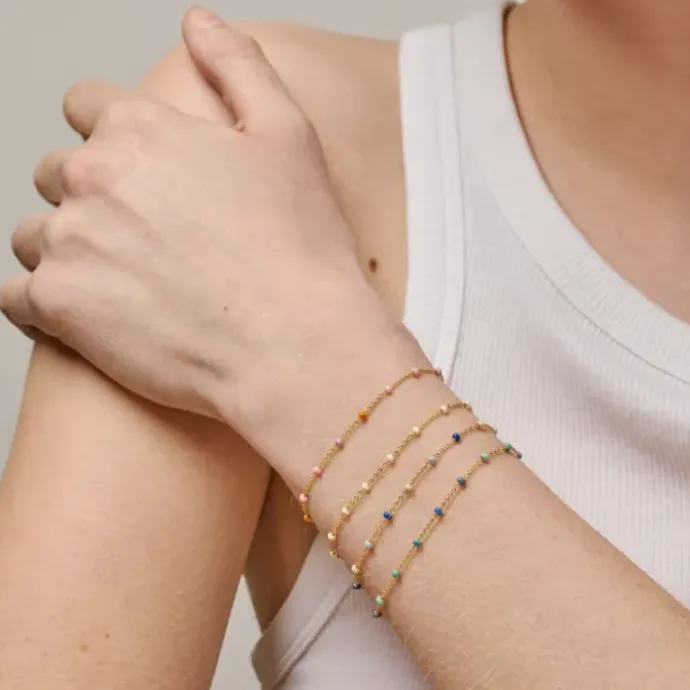 Enamel Lola Blush armbånd i forgyldt sølv