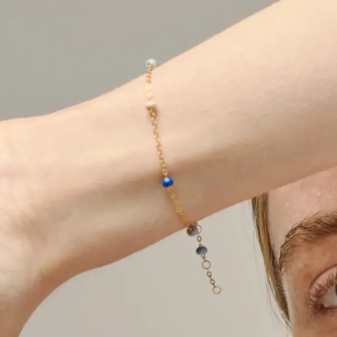 Enamel Lola Bold Marine armbånd i forgyldt sølv blå emalje