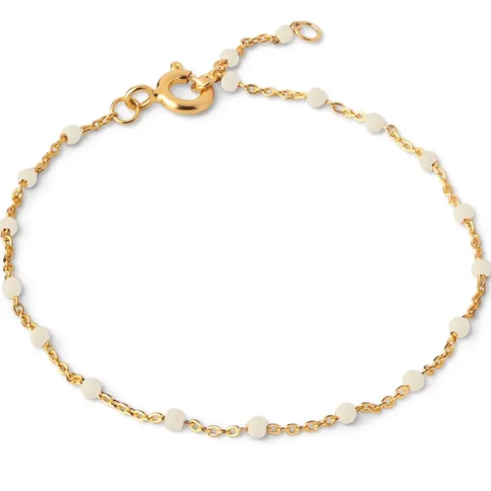 Enamel Lola Daisy armbånd i forgyldt sølv hvid emalje