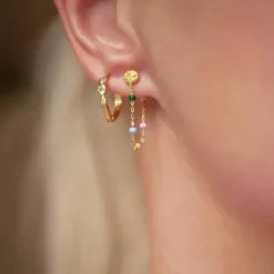 Enamel Lola Dreamy kæde øreringe i forgyldt sølv multifarvet emalje