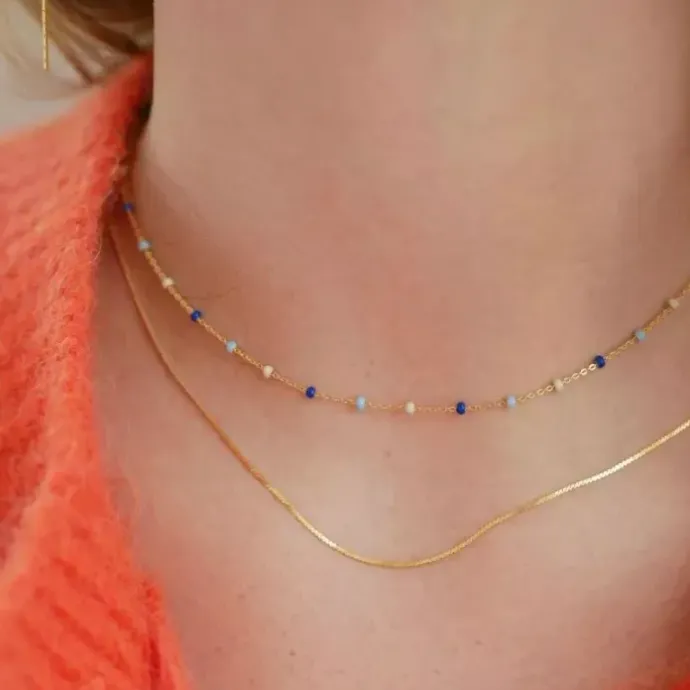 Enamel Lola Marine halskæde i forgyldt sølv multifarvet emalje