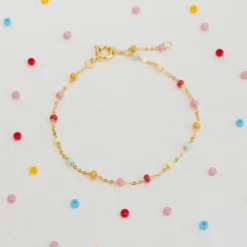 Enamel Lola Rainbow armbånd i forgyldt sølv regnbuefarvet emalje