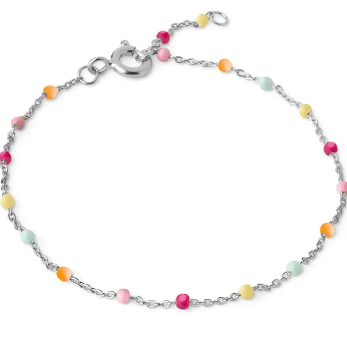 Enamel Lola Rainbow armbånd i sølv regnbuefarvet emalje