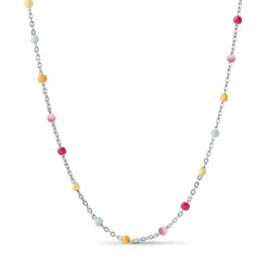 Enamel Lola Rainbow halskæde i sølv regnbuefarvet emalje