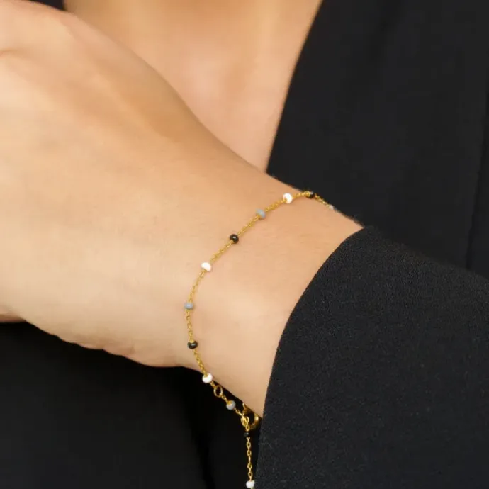 Enamel Lola Salt’n’Pepper armbånd i forgyldt sølv multifarvet emalje