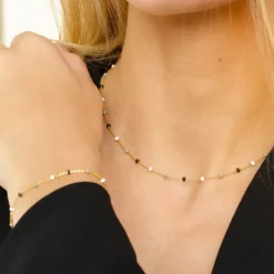 Enamel Lola Salt’n’Pepper armbånd i forgyldt sølv multifarvet emalje