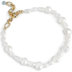 Enamel Pearlie perle armbånd i forgyldt sølv
