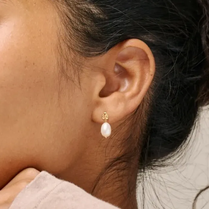 Enamel Poe Pearl perle øreringe i forgyldt sølv