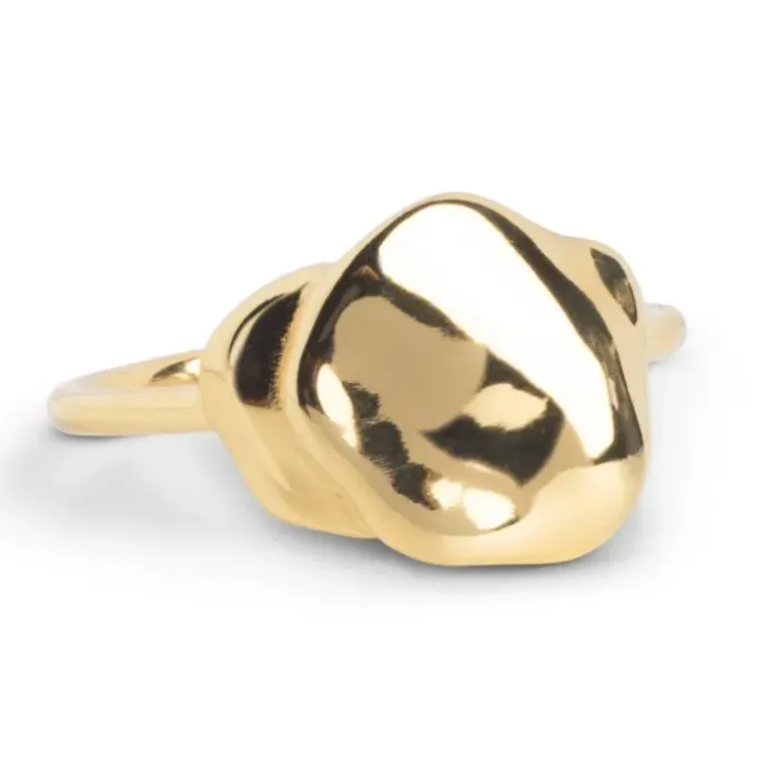 Enamel Sahara justerbar ring i forgyldt sølv