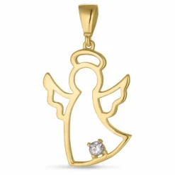 Engel zirkon vedhæng i 9 karat guld