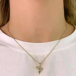 Engel zirkon vedhæng i 9 karat guld med rhodium