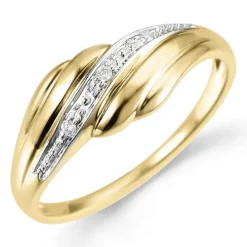 Enkel abstrakt diamant ring i 9 karat guld.- og hvidguld 0,02 ct