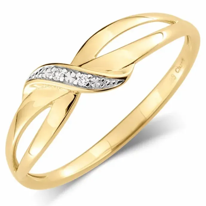 Enkel diamant ring i 14 karat guld med rhodium 0,01 ct