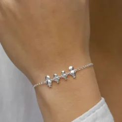 Familie armbånd i sølv med Far – Søn - Datter – Mor i sølv