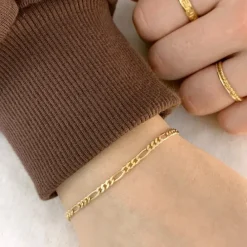 Figaroarmbånd i 14 karat guld 21 cm x 2,8 mm