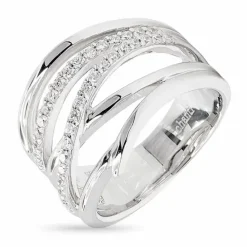 Fingerringe: hvid zirkon ring i rhodineret sølv