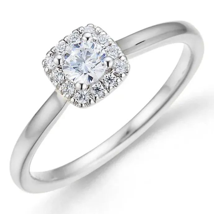 Firkantet diamant hvidguldsring i 14 karat hvidguld 0,26 ct 0,084 ct