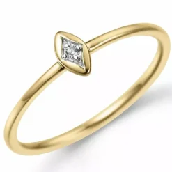 Firkantet diamantring i 9 karat guld 0,01 ct