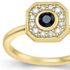 Firkantet safir brillantring i 14 karat guld 0,306 ct 0,192 ct
