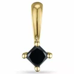 Firkantet sort diamant vedhæng i 9 karat guld 0,19 ct