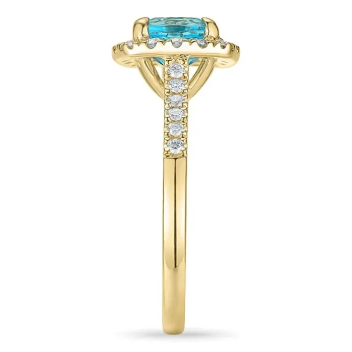 Firkantet topas diamantring i 14 karat guld 1,90 ct 0,44 ct