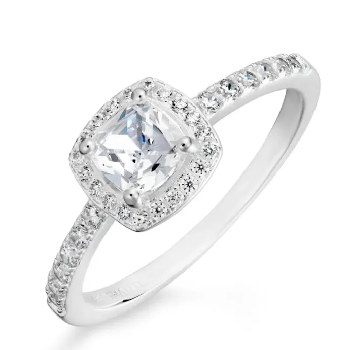 Firkantet zirkon ring i sølv