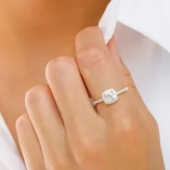 Firkantet zirkon ring i sølv