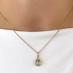 Grøn ametyst diamantvedhæng i 14 karat guld 0,10 ct 1,55 ct