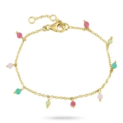 Grøn armbånd i forgyldt sølv 16 + 3 cm x 3,3 mm