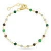 Grøn sten armbånd i forgyldt sølv 16 + 3 cm x 3,2 mm