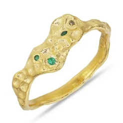 Grøn zirkon ring i forgyldt sølv