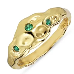 Grøn zirkon ring i forgyldt sølv