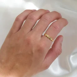 Grøn zirkon ring i forgyldt sølv