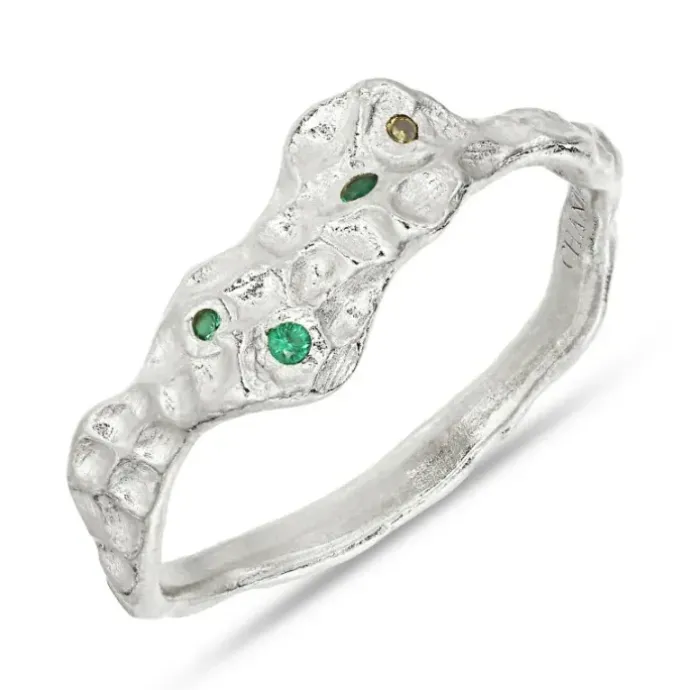 Grøn zirkon ring i sølv