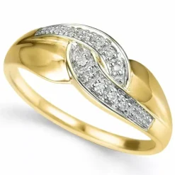 Ægte brillantring i 9 karat guld.- og hvidguld 0,05 ct
