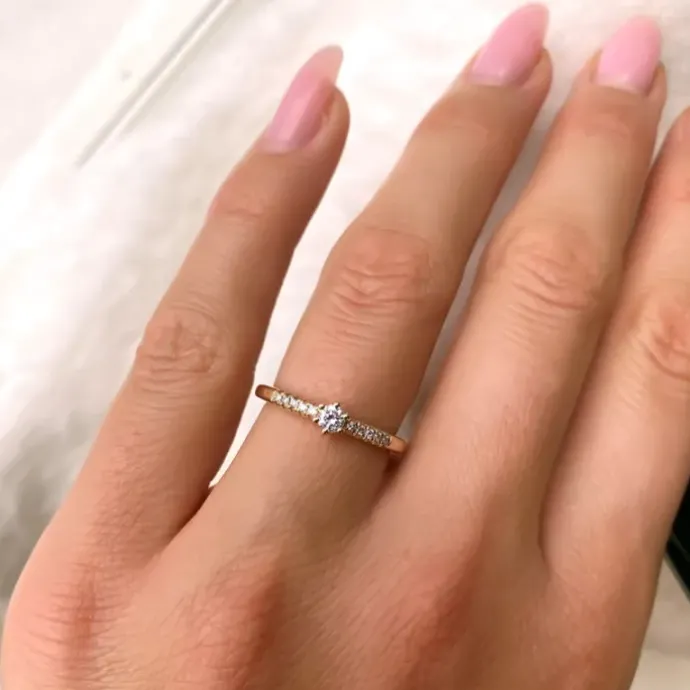 Ægte diamant guld ring i 14 karat guld 0,11 ct 0,06 ct