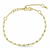 Ægte peridot armbånd i forgyldt sølv 15 cm plus 6 cm x 3,0 mm
