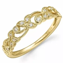 Guld guld ring i 14 karat guld 0,10 ct