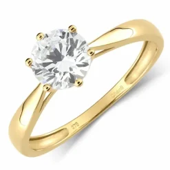 Guldring solitairering i 9 karat guld